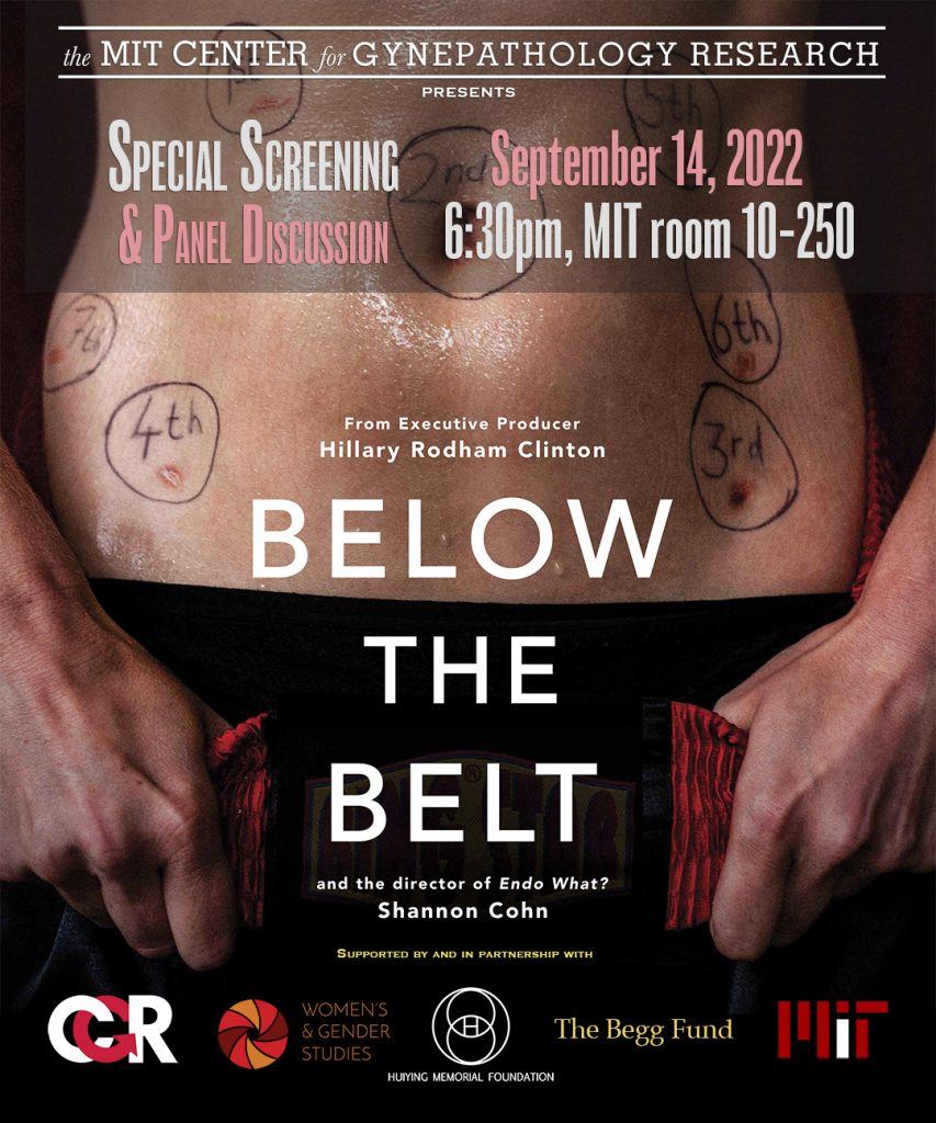 Poster of the below the belt documentary to raise the awareness about the endometriosis symptoms